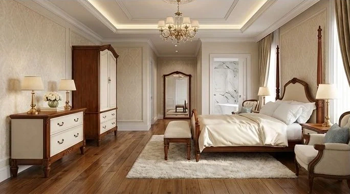 ivory classic wardrobe bedroom furnished room view