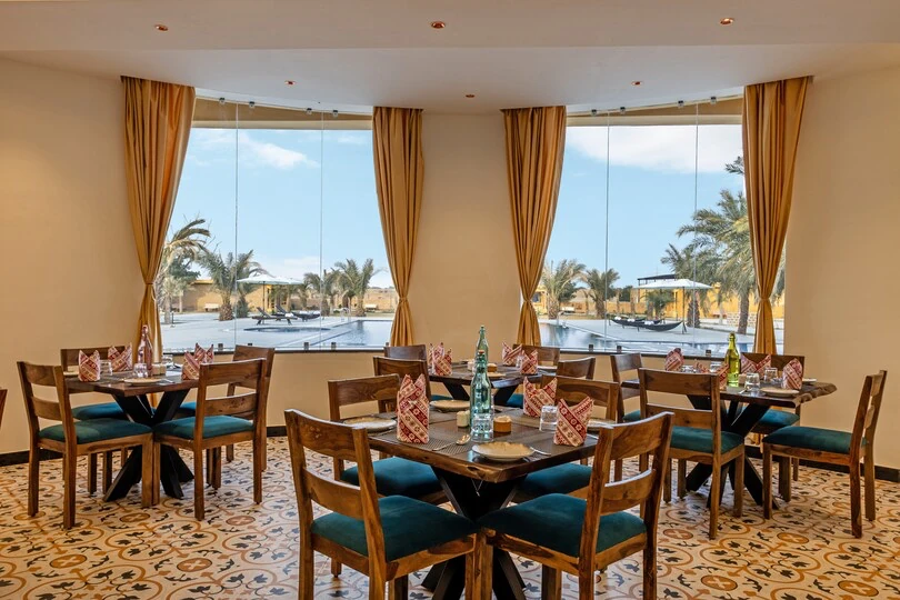 Hospitality interior at Sterling Jaisalmer showing furniture materials